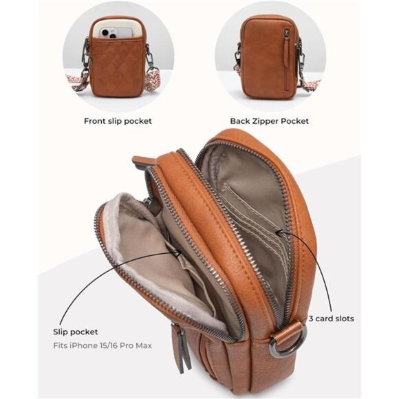 Small Crossbody Bag for Women Vegan Leather Purse Phone Wallet Card Slots - Picture 4 of 6